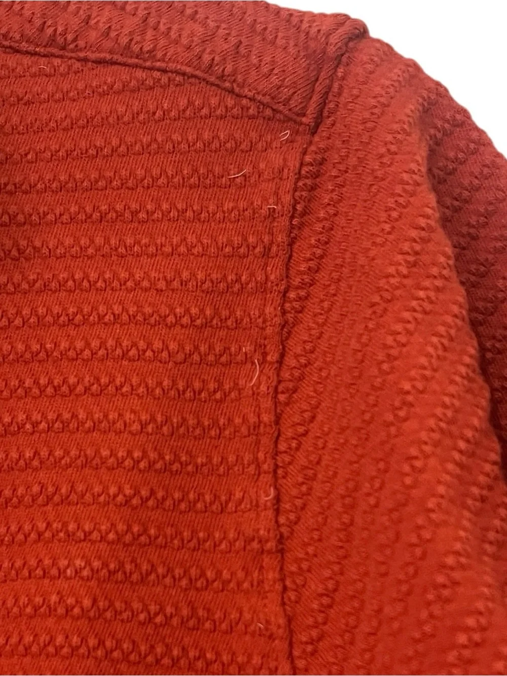 Big Bud Press Pantry Shirt S Orange Red Honeycomb Knit Camp Collar Cropped Top